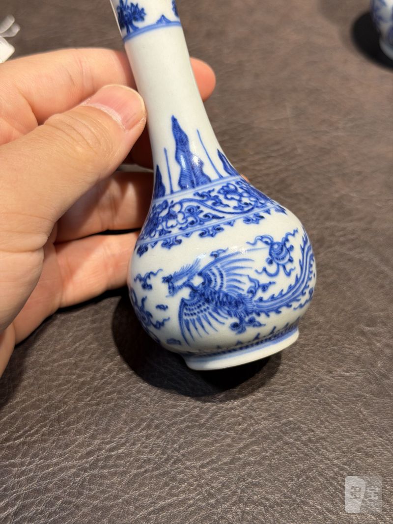清康熙 青花双凤纹胆瓶、蒜头瓶 - 图21